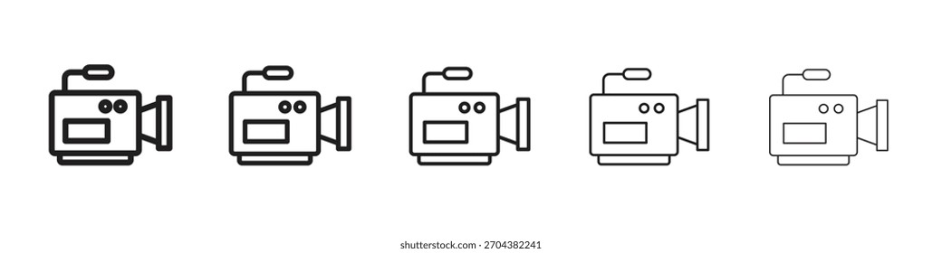 Graphene iconBlack linear bold and thin strokes set