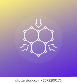 graphene line icon, strong material with resistant carbon structure