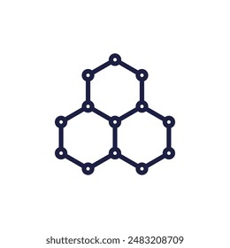 graphene molecule line icon on white, vector