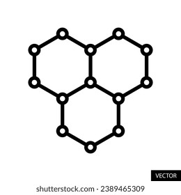 Graphene, molecule, molecular structure, atomic carbon structure vector icon in line style design for website, app, UI, isolated on white background. Editable stroke. EPS 10 vector illustration.