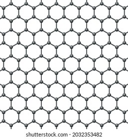 Graphene single layer. Three-dimensional schematic molecular structure of graphene, an allotrope of carbon. Carbon atoms arranged in a two-dimensional, flat honeycomb lattice, and in a hexagonal grid.