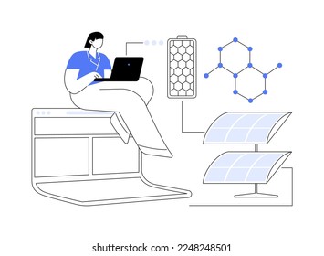 Ilustración vectorial de concepto abstracto de tecnologías de gráficos. Compuesto de grafieno artificial, nanomaterial de dióxido de carbono, revolución científica moderna, metáfora abstracta de sensores electrónicos de alta frecuencia.