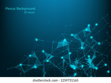 Graphic abstract background communication. Big data visualization. Connected lines with dots. Social networking. Illusion of depth and perspective. Vector illustration - Vector