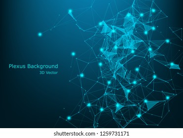 Graphic abstract background communication. Big data visualization. Connected lines with dots. Social networking. Illusion of depth and perspective. Vector illustration - Vector
