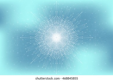 Graphic abstract background communication. Big data visualization. Connected lines with dots. Social networking. Illusion of depth and perspective. Vector illustration