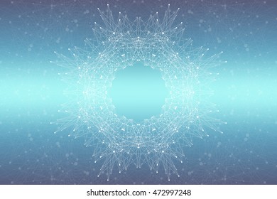 Graphic abstract background communication. Big data visualization. Perspective backdrop with connected lines and dots. Social networking. Illusion of depth. Vector illustration