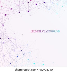 Graphic abstract background communication. Big data visualization. Perspective backdrop with connected lines and dots. Social networking. Illusion of depth. Vector illustration