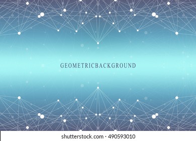Graphic abstract background communication. Big data visualization. Perspective backdrop with connected lines and dots. Social networking. Illusion of depth. Vector illustration