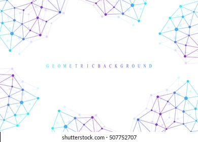 Graphic abstract background communication. Big data complex. Perspective backdrop of depth. Minimal array with compounds lines and dots. Digital data visualization. Big data vector illustration