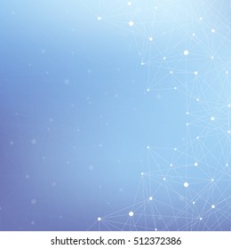 Graphic abstract background communication. Big data complex. Perspective backdrop of depth. Minimal array with compounds lines and dots. Digital data visualization. Big data vector illustration