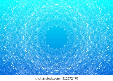 Graphic abstract background communication. Big data complex. Perspective backdrop of depth. Minimal array with compounds lines and dots. Digital data visualization. Big data vector illustration