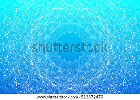 Graphic abstract background communication. Big data complex. Perspective backdrop of depth. Minimal array with compounds lines and dots. Digital data visualization. Big data vector illustration