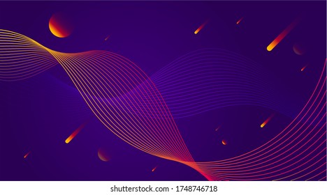 Graphic abstract background of lines, waves, beautiful gradient, futuristic style