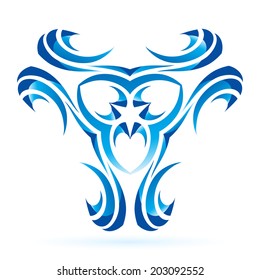 Graphic abstract blue element on the white background