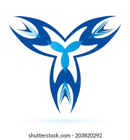Graphic abstract blue element  star form on white background