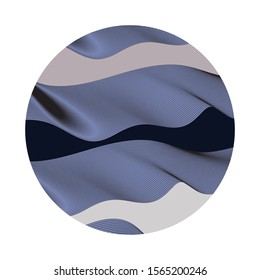graphic abstract cloud curtain planet in retro ivory blue on white