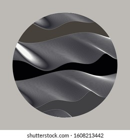 graphic abstract cloud curtain planet in dark silver shades