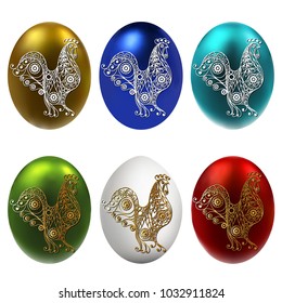 Graphic abstract decorative eggs (symbol of the Easter holiday)-set. Suitable for invitation, flyer, sticker, poster, banner, card, label, cover, web. Vector illustration.