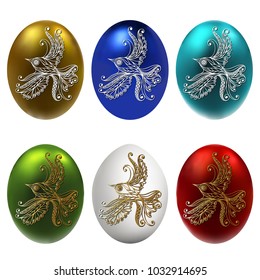 Graphic abstract decorative eggs (symbol of the Easter holiday)-set. Suitable for invitation, flyer, sticker, poster, banner, card, label, cover, web. Vector illustration.