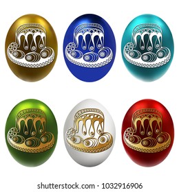 Graphic abstract decorative eggs (symbol of the Easter holiday)-set. Suitable for invitation, flyer, sticker, poster, banner, card, label, cover, web. Vector illustration.