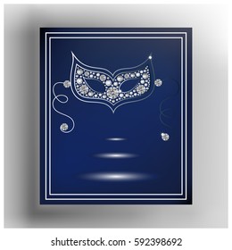 Graphic abstract decorative mask (symbol of the carnival in Venice). Suitable for invitation, flyer, sticker, poster, banner, card, label, cover, web. Vector illustration.