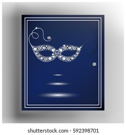 Graphic abstract decorative mask (symbol of the carnival in Venice). Suitable for invitation, flyer, sticker, poster, banner, card, label, cover, web. Vector illustration.