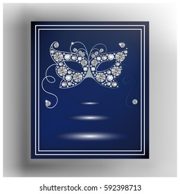 Graphic abstract decorative mask (symbol of the carnival in Venice). Suitable for invitation, flyer, sticker, poster, banner, card, label, cover, web. Vector illustration.
