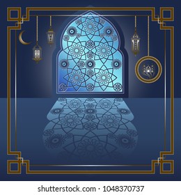 Graphic abstract decorative Ramadan symbols. Suitable for invitation, flyer, sticker, poster, banner, card, label, cover, web. Vector illustration.