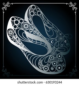 Graphic abstract decorative shoes (footwear)-ballet flats. Suitable for invitation, flyer, sticker, poster, banner, card,label, cover, web. Vector illustration.