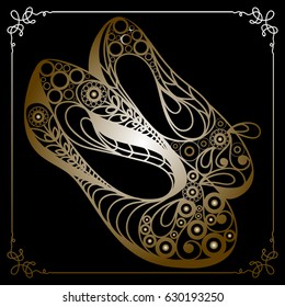 Graphic abstract decorative shoes (footwear)-ballet flats. Suitable for invitation, flyer, sticker, poster, banner, card,label, cover, web. Vector illustration.