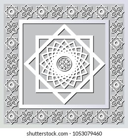 Graphic abstract decorative tile with Ramadan patterns. Suitable for textile, wallpaper, wrapping, packaging. Vector illustration.