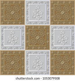 Graphic abstract decorative tile with Ramadan patterns. Suitable for textile, wallpaper, wrapping, packaging. Vector illustration.