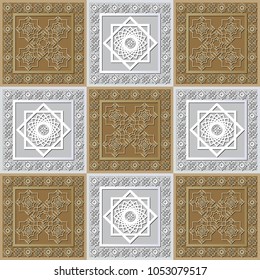 Graphic abstract decorative tile with Ramadan patterns. Suitable for textile, wallpaper, wrapping, packaging. Vector illustration.