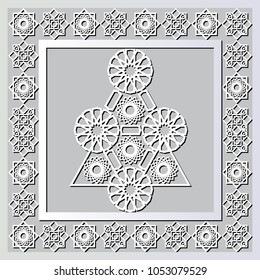 Graphic abstract decorative tile with Ramadan patterns. Suitable for textile, wallpaper, wrapping, packaging. Vector illustration.