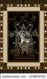 Graphic abstract design with occult tarot card. Major Arcana - The Emperor. Suitable for invitation, flyer, sticker, poster, banner, card, label, cover, web. Vector illustration.