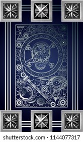 Graphic abstract design with occult tarot card. Major Arcana - The Death. Suitable for invitation, flyer, sticker, poster, banner, card, label, cover, web. Vector illustration