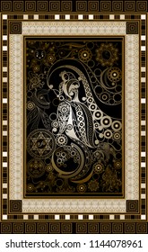 Graphic abstract design with occult tarot card. Major Arcana - The World. Suitable for invitation, flyer, sticker, poster, banner, card, label, cover, web. Vector illustration.