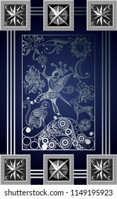 Graphic abstract design with occult tarot card. Major Arcana - The Fool. Suitable for invitation, flyer, sticker, poster, banner, card, label, cover, web. Vector illustration.