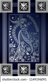 Graphic abstract design with occult tarot card. Major Arcana - The Temperance. Suitable for invitation, flyer, sticker, poster, banner, card, label, cover, web. Vector illustration.