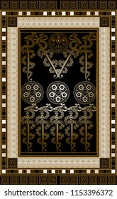 Graphic abstract design with occult tarot card. Minor Arcana - Nine of Swords . Suitable for invitation, flyer, sticker, poster, banner, card, label, cover, web. Vector illustration.