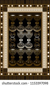 Graphic abstract design with occult tarot card. Minor Arcana - Ten of Cups . Suitable for invitation, flyer, sticker, poster, banner, card, label, cover, web. Vector illustration.