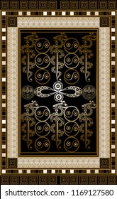 Graphic abstract design with occult tarot card. Minor Arcana - Six of Swords . Suitable for invitation, flyer, sticker, poster, banner, card, label, cover, web. Vector illustration.