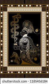 Graphic abstract design with occult tarot card. Minor Arcana -  Knight of Swords . Suitable for invitation, flyer, sticker, poster, banner, card, label, cover, web. Vector illustration.