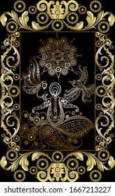Graphic abstract design with occult tarot card. Major Arcana - The Star. Suitable for invitation, flyer, sticker, poster, banner, card, label, cover, web. Vector illustration.