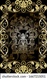 Diseño abstracto gráfico con tarjeta tarot oculta. Mayor Arcana - La Alta Sacerdotes (El Popess). Apropiado para invitación, volante, pegatina, afiche, banner, tarjeta, etiqueta, portada, web. Ilustración vectorial.