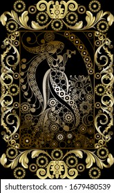 Graphic abstract design with occult tarot card. Major Arcana - The Temperance. Suitable for invitation, flyer, sticker, poster, banner, card, label, cover, web. Vector illustration.