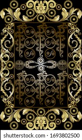 Graphic abstract design with occult tarot card. Minor Arcana - Six of Swords . Suitable for invitation, flyer, sticker, poster, banner, card, label, cover, web. Vector illustration.