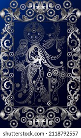 Graphic abstract design with occult tarot card. Major Arcana - The Empress. Suitable for invitation, flyer, sticker, poster, banner, card, label, cover, web. Vector illustration.