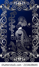 Graphic abstract design with occult tarot card. Vector illustration.