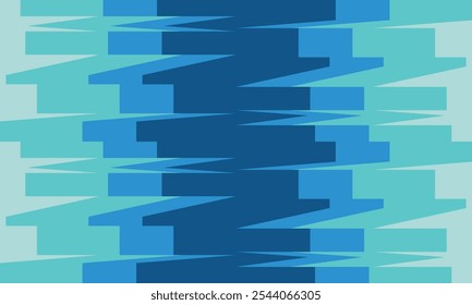 Graphic abstract design with repeating zigzag pattern in blue gradient color, giving a calm and cool look. Perfect for invitation or web banner